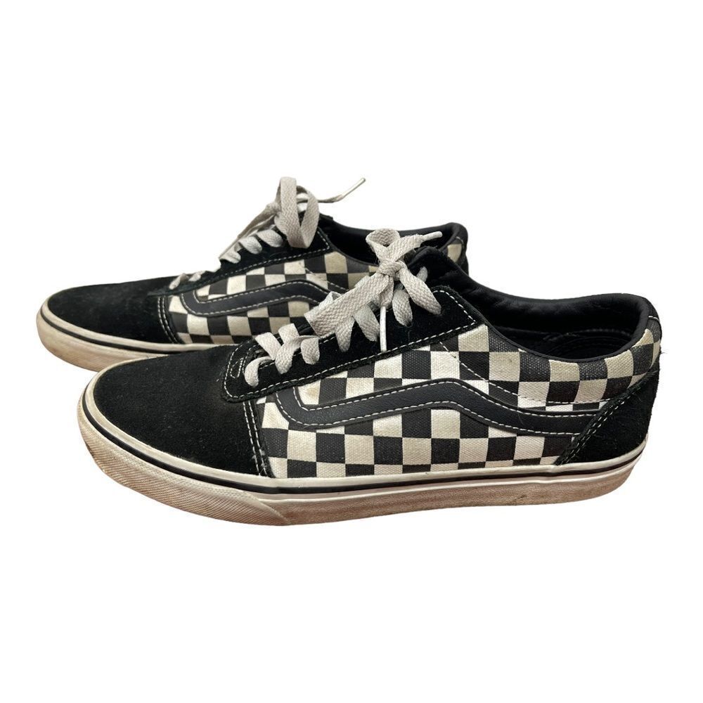 Vans Old Skool Checkerboard Black White Sneakers Mens Size 7.5